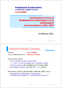 Fondamenti di informatica - Dipartimento di Informatica e Automazione