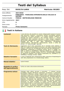 fisiologia integrata &ndash; dalle cellule ai sistemi