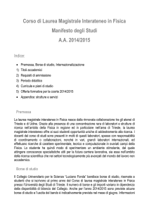 Manifesto Corso di Laurea Magistrale Interateneo in Fisica 2014/2015