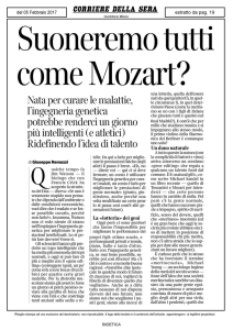 Suoneremo tutti come Mozart? Corriere della Sera, 06/02/2017