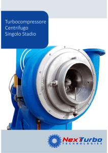 Compressore centrifugo singolo stadio con moltiplicatore di giri
