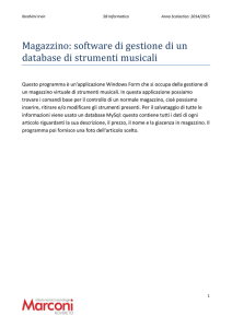 Magazzino: software di gestione di un database di strumenti musicali