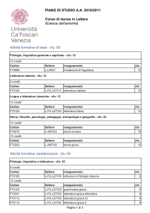 Scienze dell`antichità PIANO DI STUDIO A.A. 2010/2011 Corso di