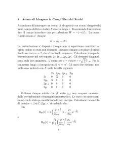 1 Atomo di Idrogeno in Campi Elettrici Statici Assumiamo di