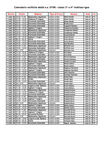 Calendario classi 3^ e 4^ Igea