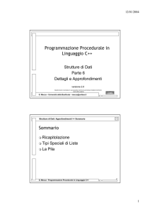 Programmazione Procedurale in Linguaggio C++ Sommario