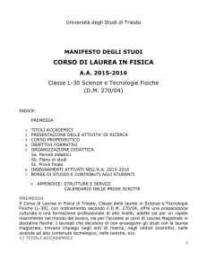 Manifesto Laurea Triennale in Fisica a.a. 2015/16