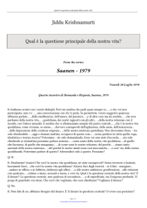 Qual Ã¨ la questione principale della nostra vita?