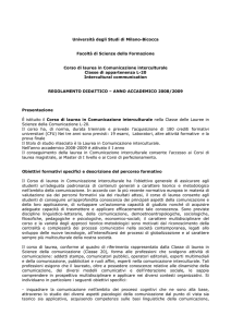 Regolamento didattico Comunicazione Interculturale 2008
