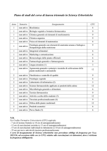 Piano di studi del corso di laurea triennale in Scienze