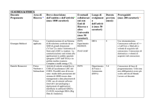 +LAUREA in FISICA Docente Proponente Area di Ricerca * Breve