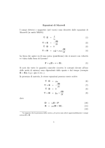 Equazioni di Maxwell I campi elettrici e magnetici (nel vuoto) sono