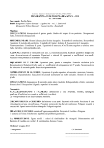 PROGRAMMA SVOLTO DI MATEMATICA – II D as 2014