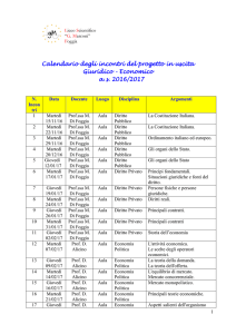 Calendario degli incontri del progetto in uscita Giuridico