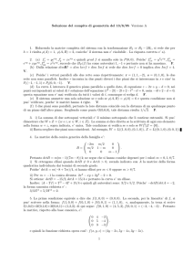Soluzione del compito di geometria del 13/6/05 Versione A 1