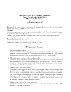 Corso di Laurea in Ingegneria Meccanica Anno Accademico 2015