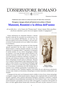 Manzoni, Rosmini e la difesa dell`uomo