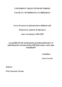 La qualità di vita nel paziente prostatectomizzato