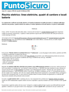 Rischio elettrico: linee elettriche, quadri di cantiere e locali batterie
