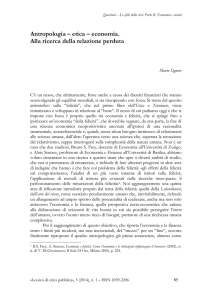 Antropologia – etica – economia. Alla ricerca della relazione perduta