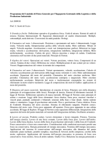 Programma del I modulo di Fisica Generale per l`Ingegneria