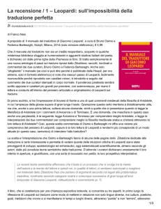 La recensione / 1 – Leopardi: sull`impossibilità della