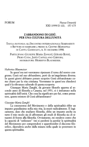 L`ABBANDONO DI GESÙ. PER UNA CULTURA DELL`UNITÀ