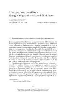 L`integrazione quotidiana: famiglie migranti e relazioni