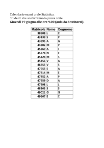 Calendario esami orale Statistica. Studenti che sosterranno la prova