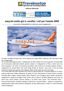easyJet mette già in vendita i voli per l`estate 2008