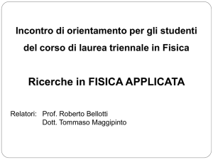 Ricerche in FISICA APPLICATA - Dipartimento Interateneo di Fisica