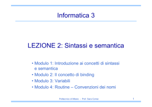 LEZIONE 2: Sintassi e semantica Informatica 3