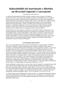 Indissolubilità del matrimonio e dibattito sui divorziati risposati e i