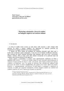 Marketing relazionale e forza di vendita: un`indagine empirica nel