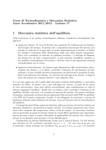 1 Meccanica statistica dell`equilibrio - Dipartimento di Fisica