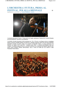 l orchestra J Futura prima al Festival poi alla Biennale