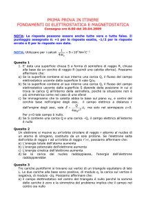 prima prova in itinere fondamenti di elettrostatica e magnetostatica