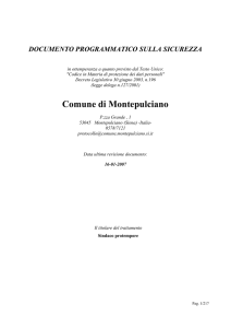 Documento sulla sicurezza dei dati detenuti dal Comune di