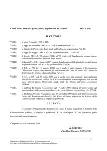 Regolamento didattico LM59 Scienze della comunicazione