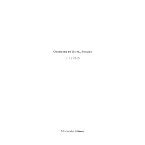 Quaderni di Teoria Sociale n. 1 | 2015 Morlacchi Editore