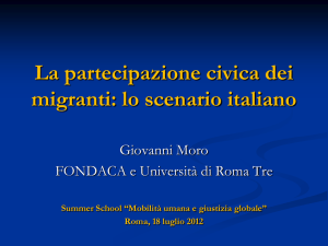 La partecipazione civica dei migranti: lo scenario italiano, G. Moro