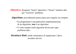 Obiettivo: disegnare “buoni” algoritmi e “buone” strutture dati per