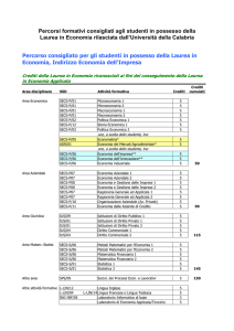 Percorsi formativi consigliati agli studenti in possesso della Laurea