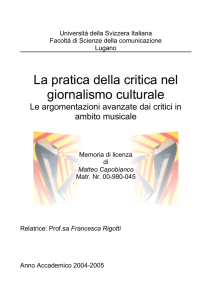 La pratica della critica nel giornalismo culturale