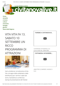 VITA VITA FA 13. SABATO 10 SETTEMBRE UN RICCO