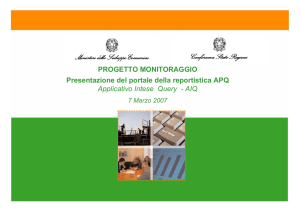 PROGETTO MONITORAGGIO Presentazione del portale della