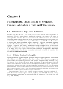 Chapter 8 Potenzialita` degli studi di transito. Pianeti abitabili e vita