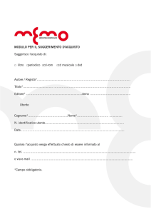 MODULO PER IL SUGGERIMENTO D`ACQUISTO Suggerisco l