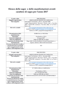 Elenco delle sagre e manifestazioni 2017