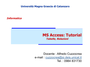 MS Access: Tutorial - Universitá della Calabria